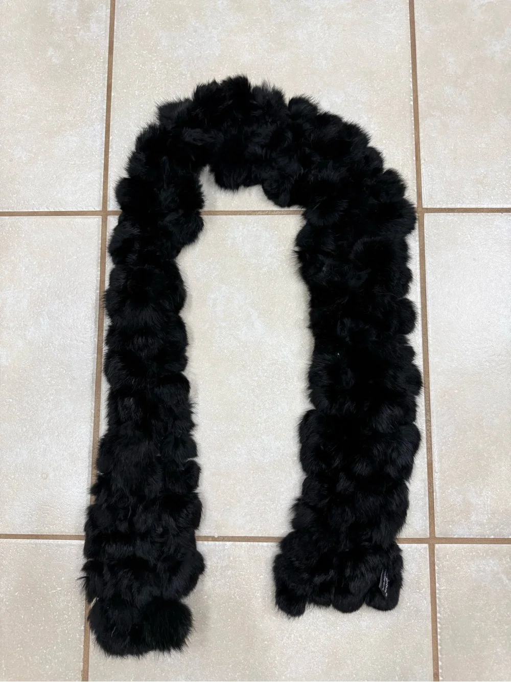Black Genuine Rabbit Fur Scarf - Women's Fashion Accessory